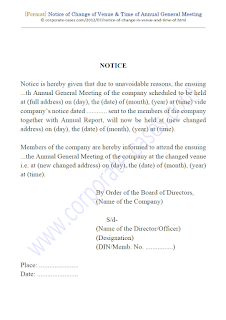 notice of change of date and venue of annual general meeting